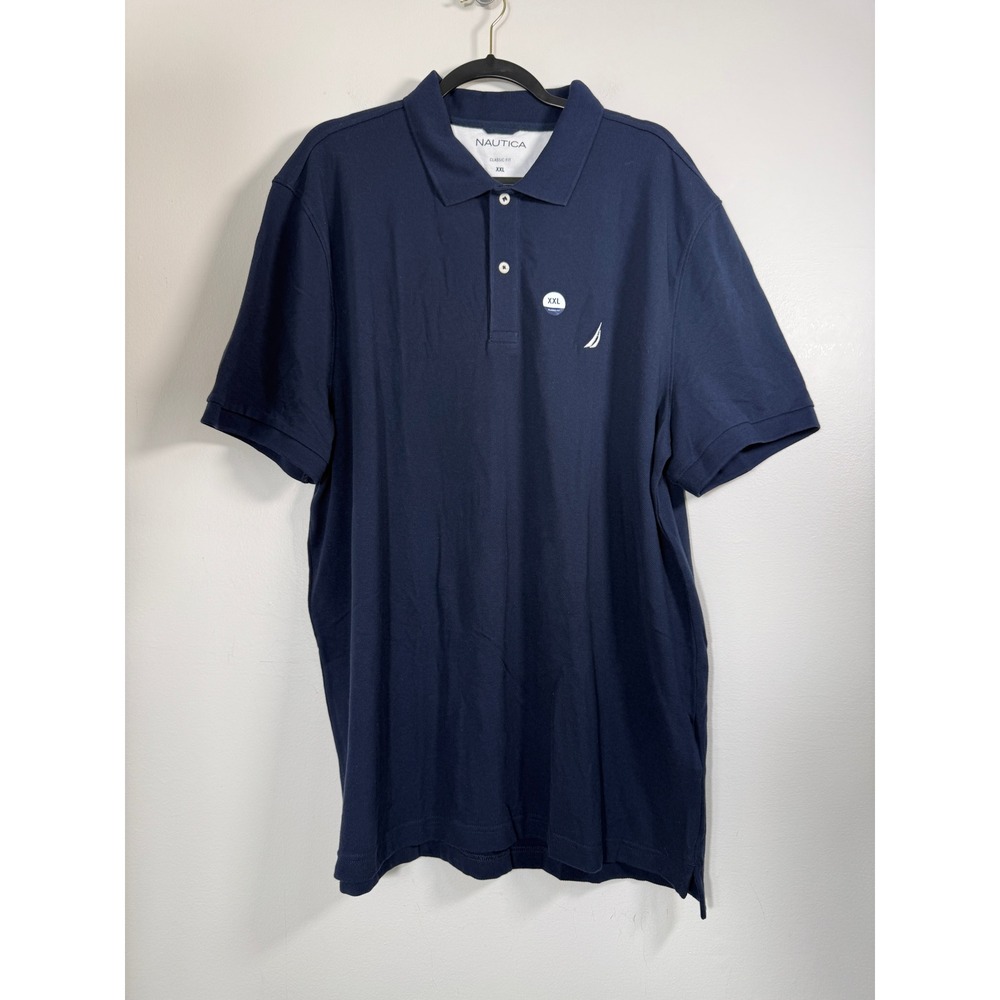 Nautica Polo Shirt Mens XXL Classic Fit Navy Blue Embroidered Logo Street NEW